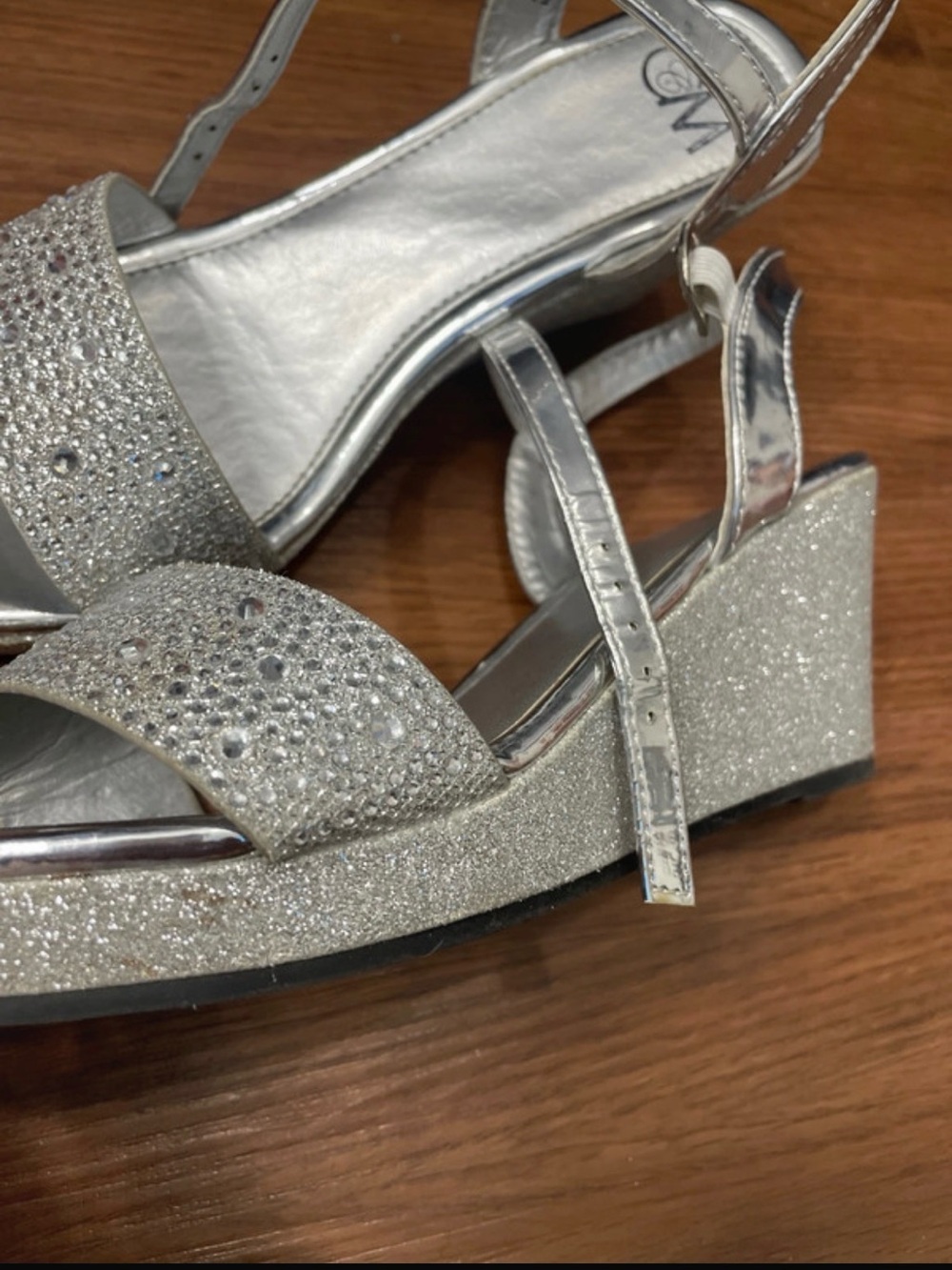 Kids Silver Rhinestone Slingback Sandals - Picture 4 of 4